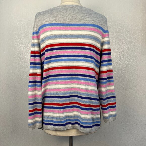 Talbots Multi-Stripe Side Button Sweater Cotton Blend Size PL - Picture 6 of 10